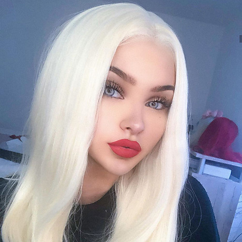 

Synthetic Lace Front Wig Straight Gaga Middle Part Lace Front Wig Long Platinum Blonde Synthetic Hair 22-26 inch Women's Heat Resistant Women Hot Sale Blonde / Glueless
