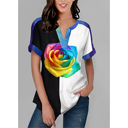 

Women's Daily Blouse - Rainbow Print Rainbow