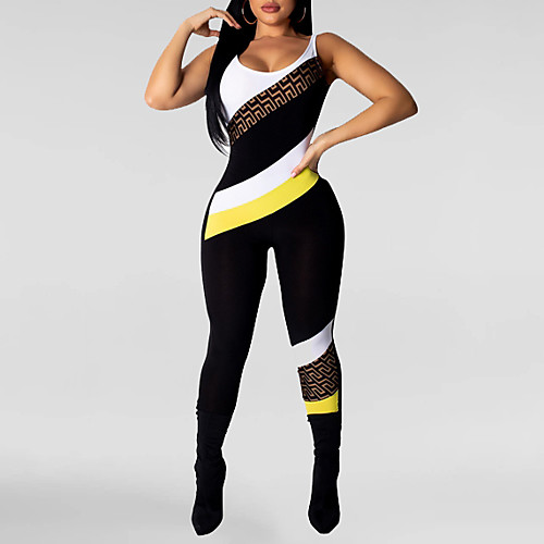 

Women's Black Jumpsuit Onesie, Color Block S