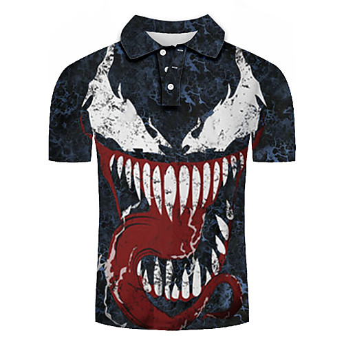 

Men's Daily Going out Sexy / Punk & Gothic Polo - 3D / Cartoon / Portrait Black