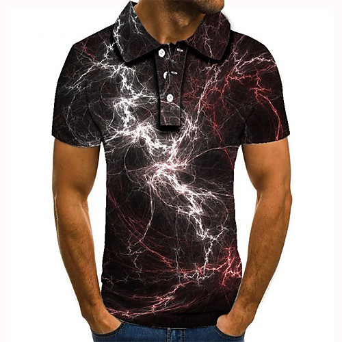 

Men's Graphic 3D Print Print Polo Daily Red / Green