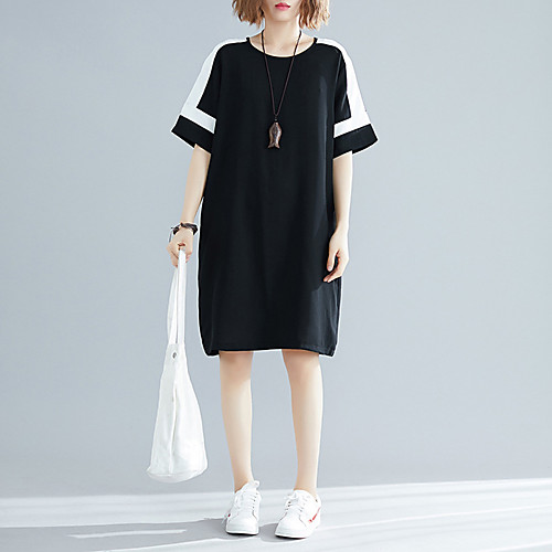 

Women's 2020 Black Spring Summer Dress Elegant Street chic Daily Weekend A Line Color Block Patchwork XL XXL