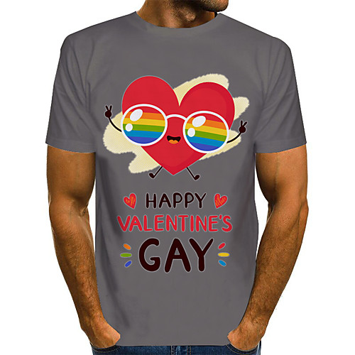 

Men's Graphic 3D Print Pride Day Print T-shirt Basic Exaggerated Daily Round Neck White / Blue / Purple / Red / Green / Brown / Gray / Short Sleeve