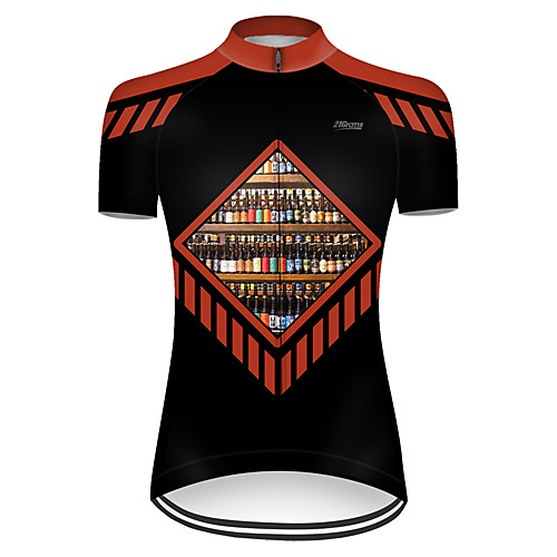 

21Grams Women's Short Sleeve Cycling Jersey Black / Red Oktoberfest Beer Bike Top Mountain Bike MTB Road Bike Cycling Breathable Sports Clothing Apparel / Micro-elastic