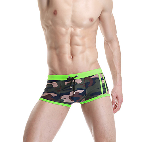 

SEOBEAN Men's Sports Underwear Sport Briefs Drawstring Elastane Sports Winter Boxer Briefs Trunks Bottoms Running Walking Jogging Gym Workout Breathable Soft Camouflage Green Black / Cotton