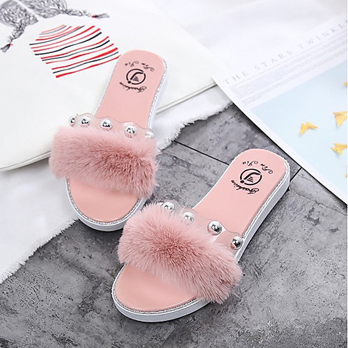 

Women's Slippers & Flip-Flops Summer Flat Heel Open Toe Daily PVC Black / Pink / Brown