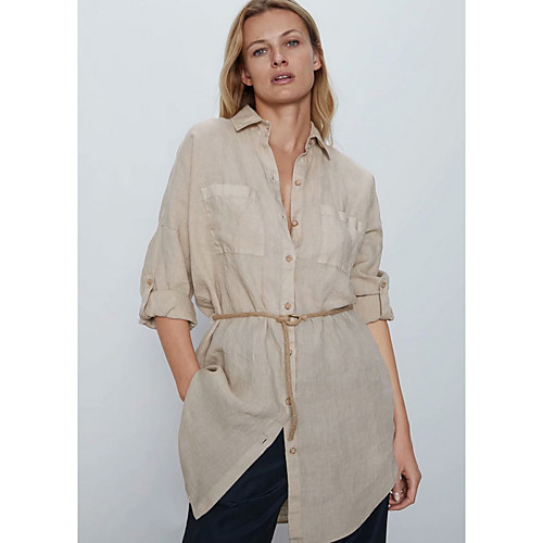 

Summer Linen Long-Sleeve Shirtdress