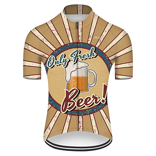 

21Grams Men's Short Sleeve Cycling Jersey Yellow Oktoberfest Beer Bike Top Mountain Bike MTB Road Bike Cycling Breathable Sports Clothing Apparel / Micro-elastic