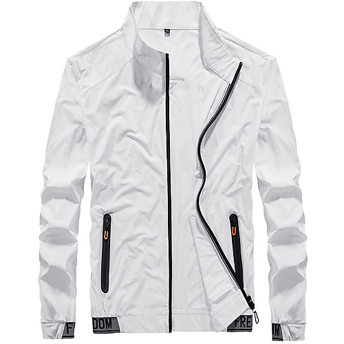 

Men's Hiking Jacket Outdoor Windproof Breathable Quick Dry Ultraviolet Resistant Top Elastane Single Slider Fishing Climbing Beach White / Black / Grey