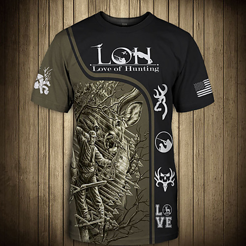 

Men's Club Weekend Street chic / Punk & Gothic T-shirt - 3D / Animal / Tribal Deer / Fantastic Beasts, Print Yellow