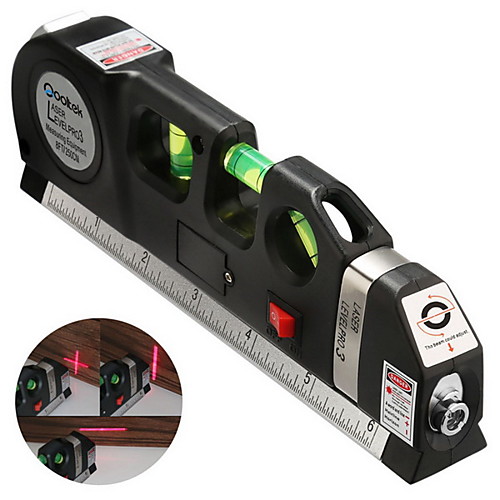 

Multipurpose Level Laser Measure Line Adjusted Standard Metric Ruler - Black