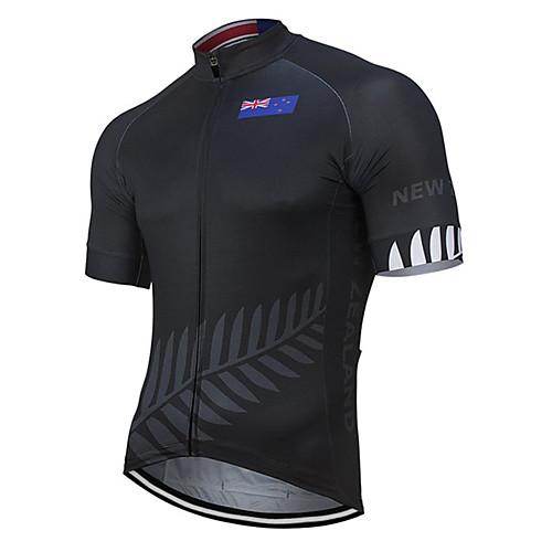 

21Grams Men's Short Sleeve Cycling Jersey Black Bike Jersey Top Mountain Bike MTB Road Bike Cycling UV Resistant Breathable Quick Dry Sports Clothing Apparel / Stretchy