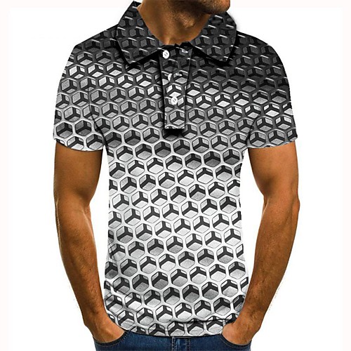 

Men's Graphic 3D Print Print Polo Daily Gray