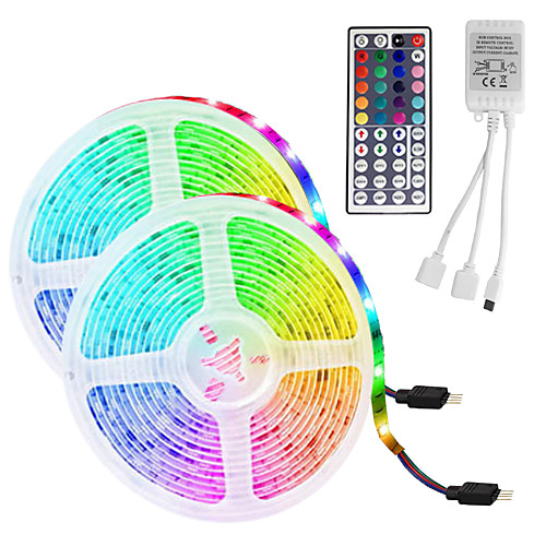 

LED Strip Light (25M)10M/32.8ft 3528 RGB 600leds 8mm Strips Lighting Flexible Color Changing with 44 Key IR Remote Ideal for Home Kitchen Christmas TV Back Lights DC 12V