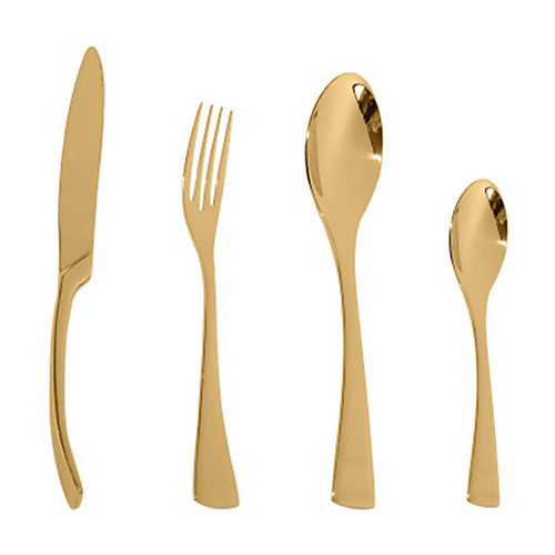 

High-grade stainless steel fishtail gold-plated tableware set Kaya knife and fork spoon small spoon Western tableware four-piece set