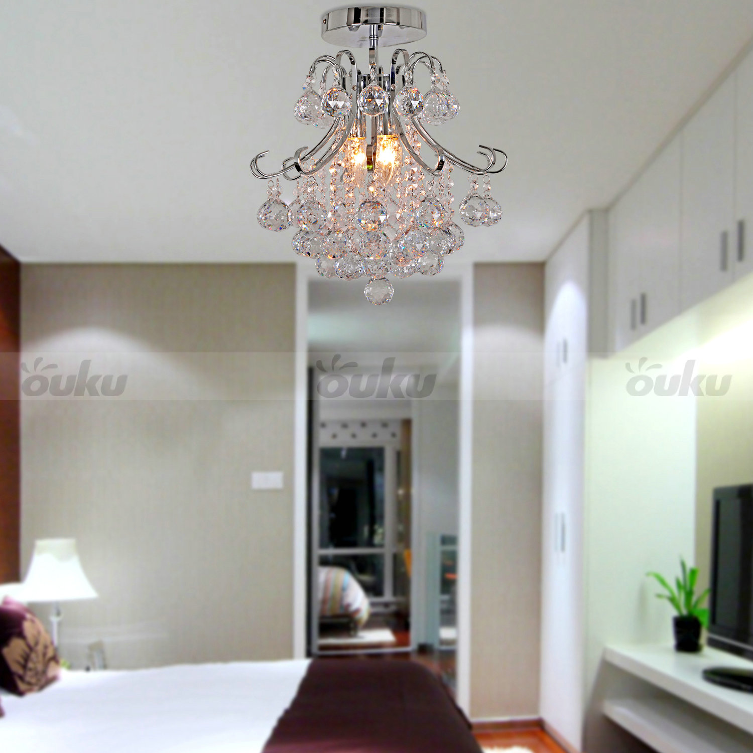 Elegant Crystal Chandelier Modern Ceiling Light 3 Lamp Pendant Elegant Crystal Chandelier Modern Ceiling Light 3 Lamp Pendant Lighting Fixture Ozone