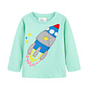 Girls' Daily Solid Colored Blouse, Cotton Linen Bamboo Fiber Acrylic Spring Long Sleeves Simple Blue