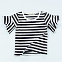 Girls' Daily Holiday Striped Tee, Cotton Summer Short Sleeves Active Black Blushing Pink