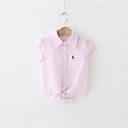 Girls' Daily Holiday Striped Shirt, Cotton Summer Short Sleeves Basic Blushing Pink Light Blue