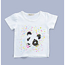 Girls' Daily Print Tee, Cotton Summer Short Sleeves Cute Black Orange Rainbow