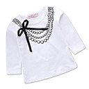 Girls' Daily Holiday Geometric Tee, Cotton Polyester Spring Fall Long Sleeves Cute Active White