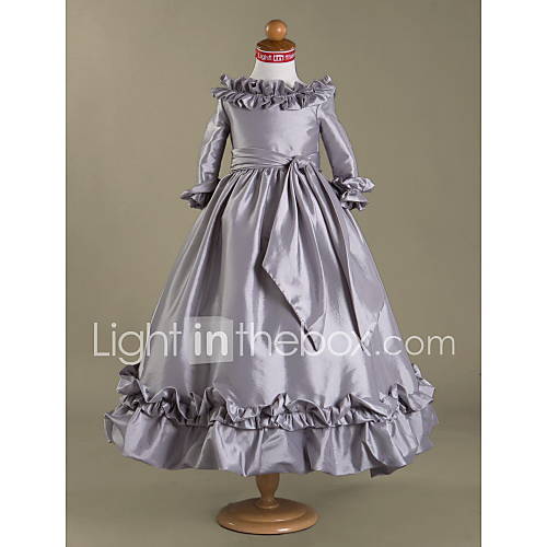 Ball Gown Bateau Floor length Taffeta Flower Girl Dress