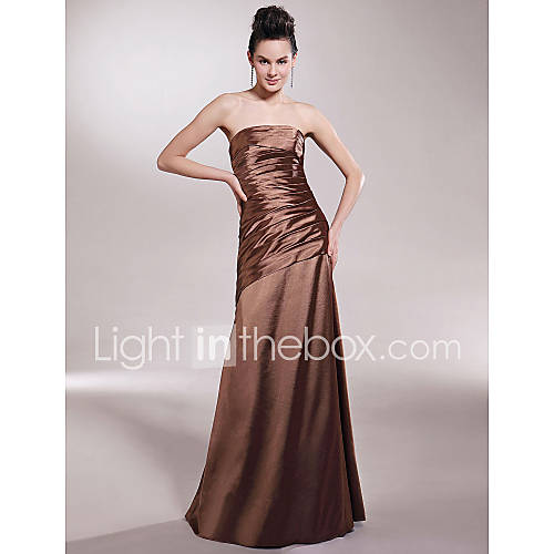A line Strapless Floor length Stretch Satin Bridesmaid/ Wedding Party Dress