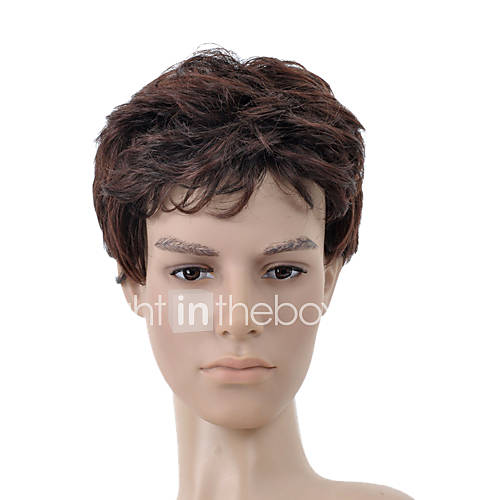 Capless Short Dark Brown Curly Hair Wig