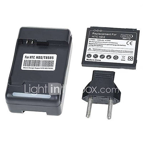 USB Power Adapter 3.7V 1350mAh Lithium Battery for HTC HD2 (100 240V)