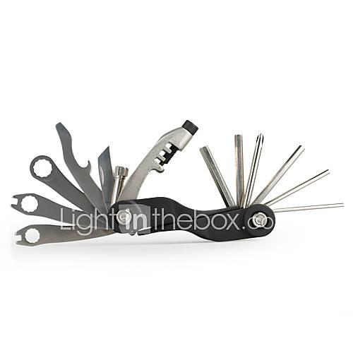 Chromed Steel Bicycle Repair Tool Kit (15 Tool Set)