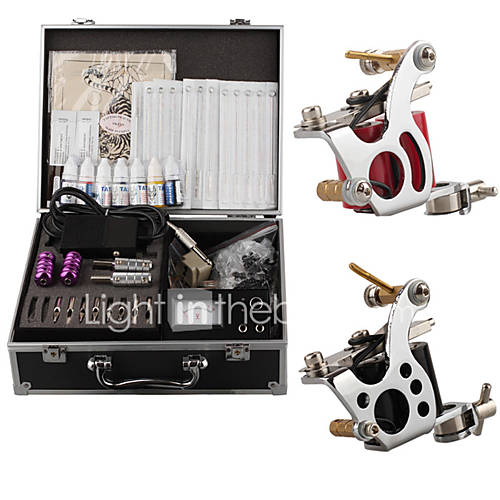 Tattoo Kits 2 Guns Machines 4 Tubes with 4 Grips 50 Needles