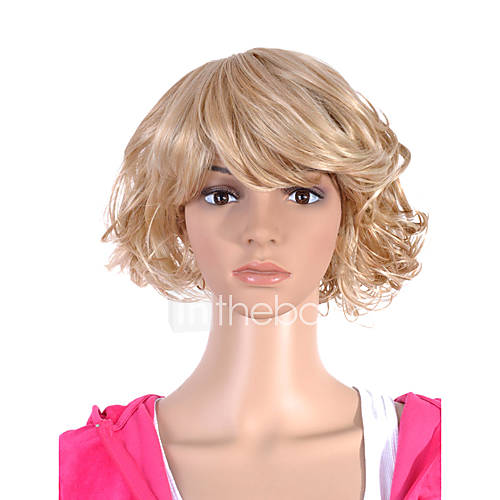 Capless Short Hight Quality Synthetic Light Blonde Curly Hair Wig