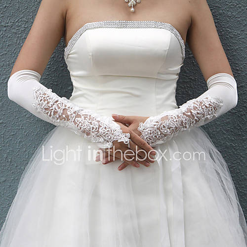 Bridal Satin Fingerless Opera Length Gloves