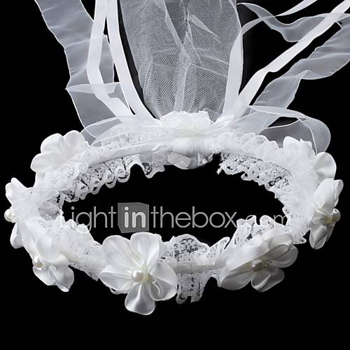 Satin/Lace With Imitation Pearl Wedding Flower Girl Headwreath
