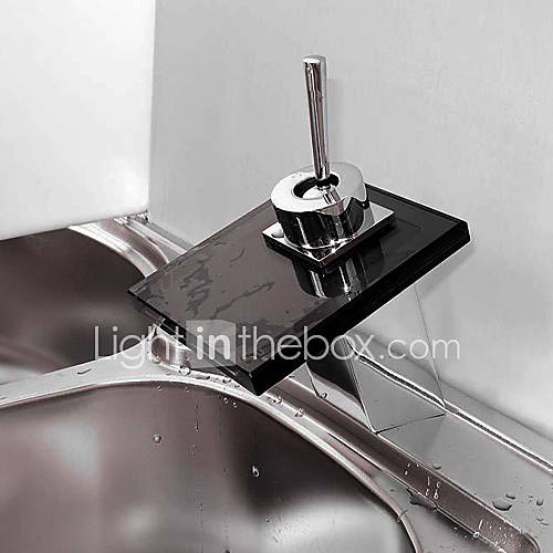 Bathroom Sink Faucet with Black Glass Spout