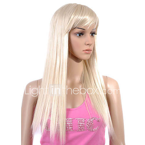Capless Extra Long High Quality Synthetic Light Blonde Straight Hair Wig