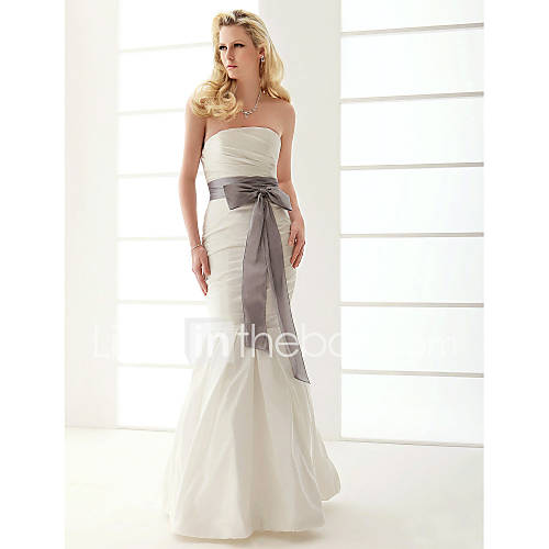 Attractive Trumpet/Mermaid Strapless Floor length Taffeta Wedding Dress