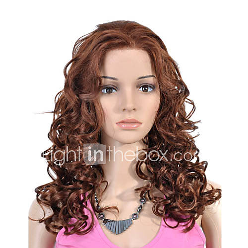 Lace Front Long Top Grade Quality Synthetic Brown Curly Hair Wig