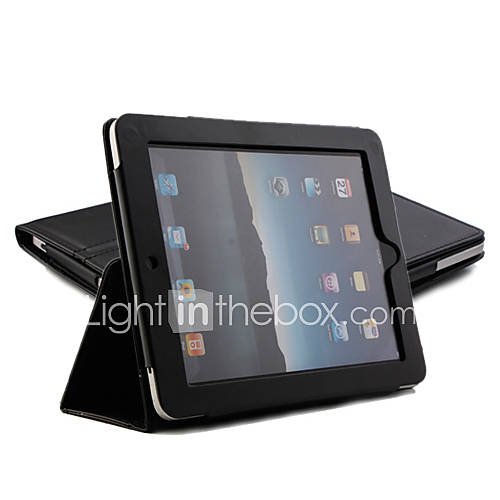 Protective Hard PU Leather Case Stand for iPad 2/3/4 (Black)