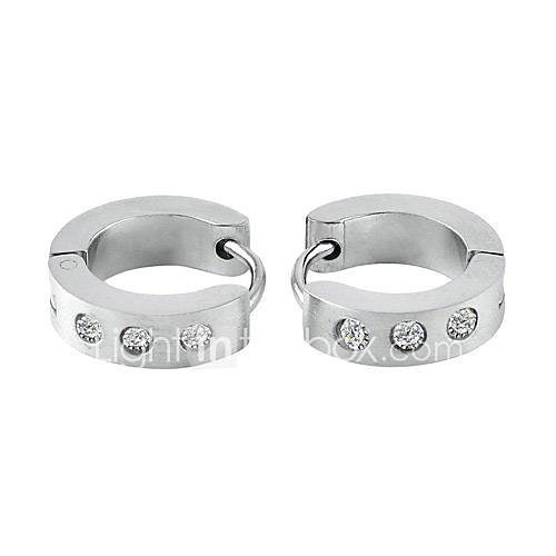 Mens Titanium Steel With Cubic Zirconia Earrings