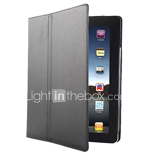 Protective Hard PU Leather Case Stand for iPad 2/3/4 (Black)