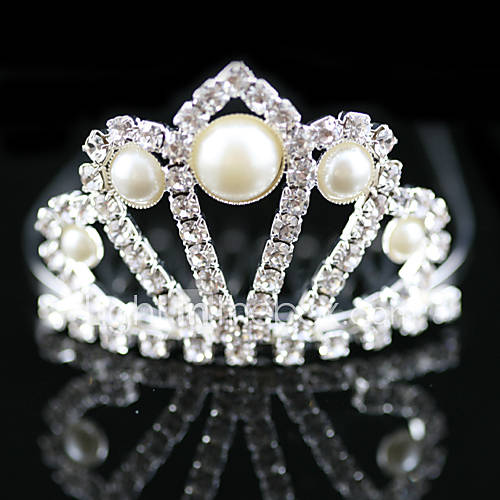 Gorgeous Rhinestones With Imitation Pearl Wedding Flower Girl Tiara/ Headpiece