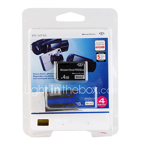 4GB Memory Stick Pro Duo Memory Card and Adapter