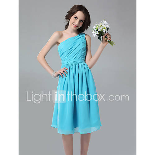 Lanting Bride® Knee-length Chiffon Bridesmaid Dress A-line One Shoulder ...
