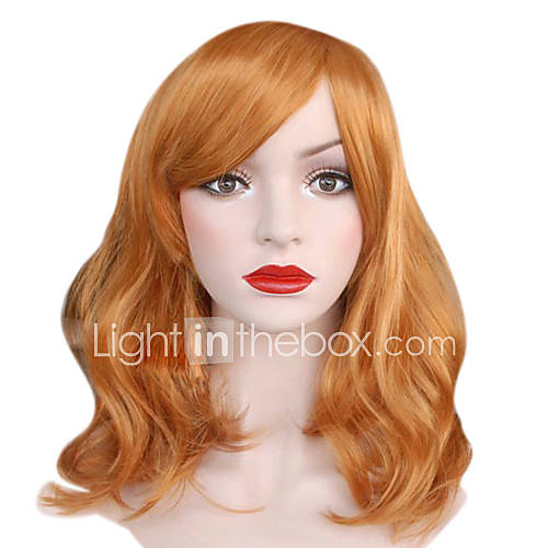 Capless Shoulder length Top Grade Quality Synthetic Golden Curly Hair Wig