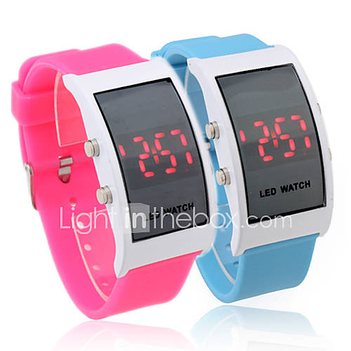 Pair of Silicone Band Red LED Wrist Watch   Blue Red