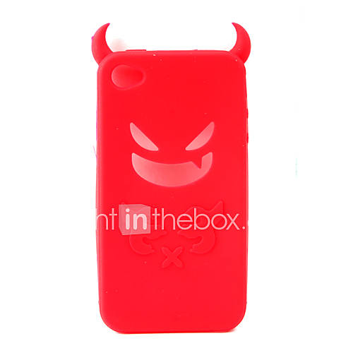 Devil Protective Silica Gel Case for iPhone4   Red