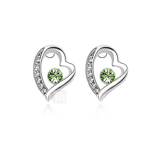 Heart Stud Earrings In High Quality Alloy With Crystals