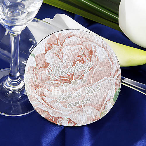 Personalized Coasters   Pink Rose (set of 4)