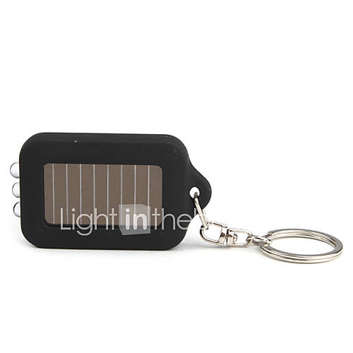 Solar Powered White Light 3 LED Keychain Flashlight (Black)